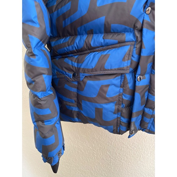 J.Lindeberg Sphere Down Jacket Print Blue Bridge Swirl Puffer Mens L - Picture 11 of 16